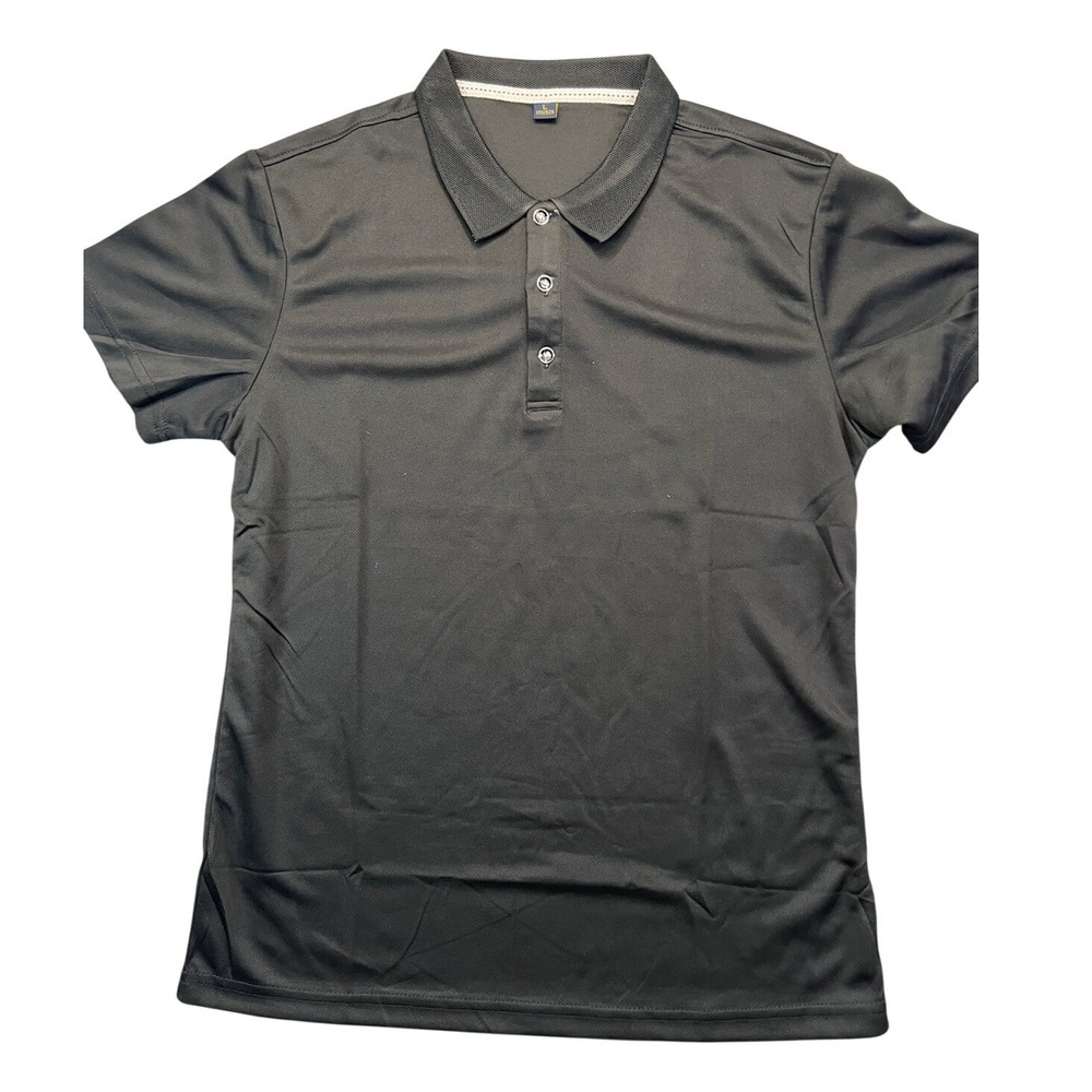 Kids Black Short Sleeve Moisture Wicking Mesh Polo Shirt Size Youth Large Preppy